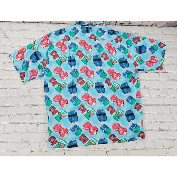 Brain Dead Aaron Jupin Can Hawaiian Button Down Shirt Blue MENS SIZE XL - Picture 4 of 5